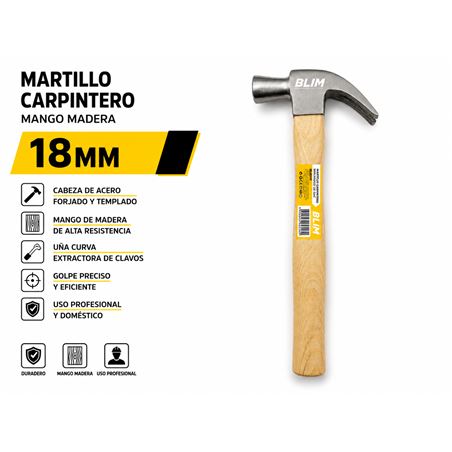 MARTILLO CARPINTERO 18MM MANGO MADERA BLIM - BL0572