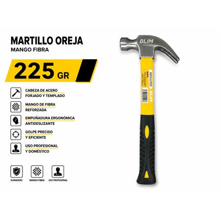 MARTILLO OREJA MANGO FIBRA 225GR BLIM - BL0573