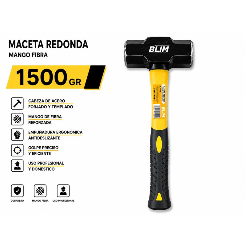 MACETA REDONDA 1500GR MANGO FIBRA BLIM - BL0579