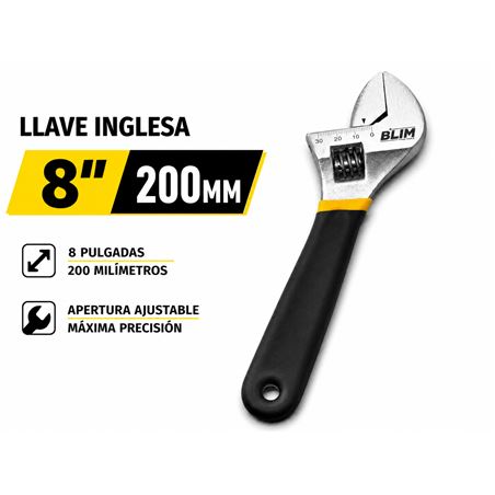 LLAVE INGLESA 8" 200MM CON MANGO RECUBIERTO BLIM - BL0563
