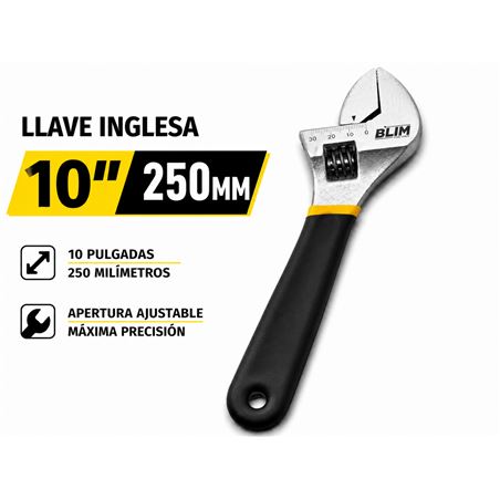 LLAVE INGLESA 10" 250MM CON MANGO RECUBIERTO BLIM - BL0564