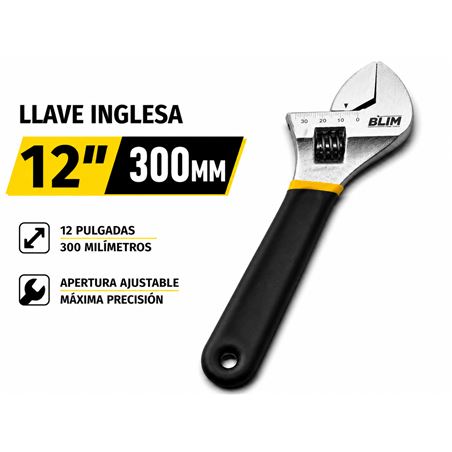 LLAVE INGLESA 12" 300MM CON MANGO RECUBIERTO BLIM - BL0565