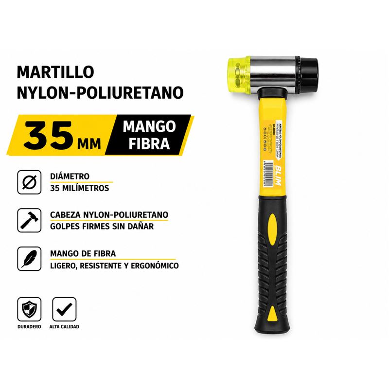 MARTILLO NYLON-POLIURETANO MANGO FIBRA 35MM BLIM - BL0566
