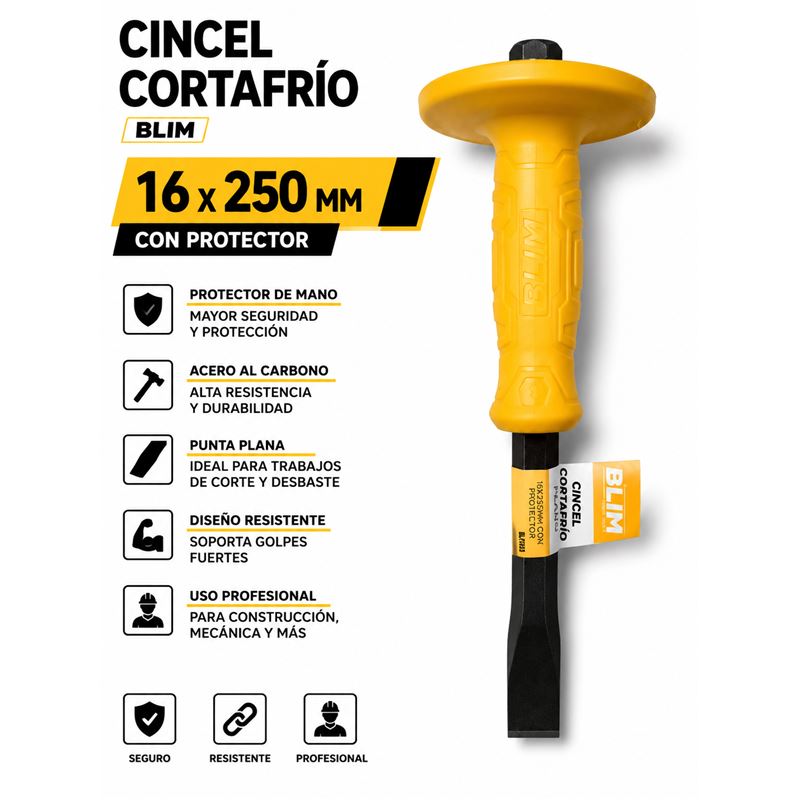 CINCEL CORTAFRÍO PLANO 16X250MM CON PROTECTOR BLIM - BL0587