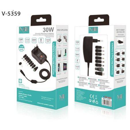 CARGADOR UNIVERSAL PARA DISPOSITIVOS ELECTRONICOS 3-12V 30W M2 - V-5359