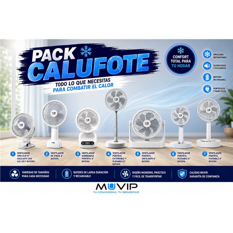 PACK VENTILADORES BATERIA RECARGABLES MUVIP - PACKCALUFOTE2