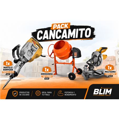 PACK HORMIGONERA 140 LITROS + MARTILLO 60J + INGLETADORA BLIM - PACKCANCAMITO2