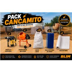 PACK HORMIGONERA + MARTILLO 6J + 20 BOLSAS ESCOMBRO + 2 MALLAS + 2 VELOS - PACKCANCAMITO1