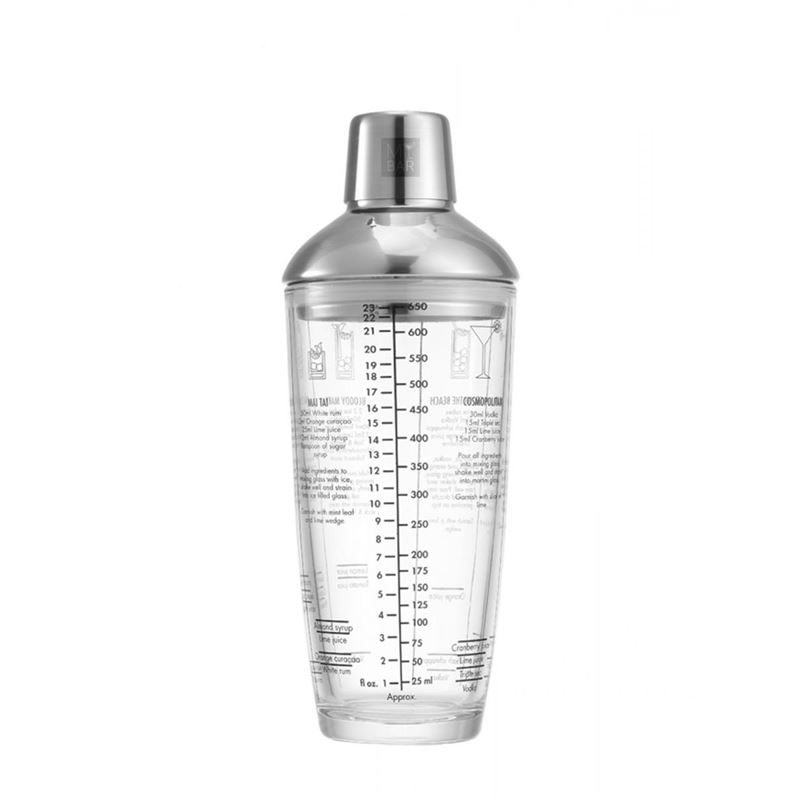 COCTELERA VIDRIO 650ML CON TAPA DE ACERO MY BAR - BY01019979677