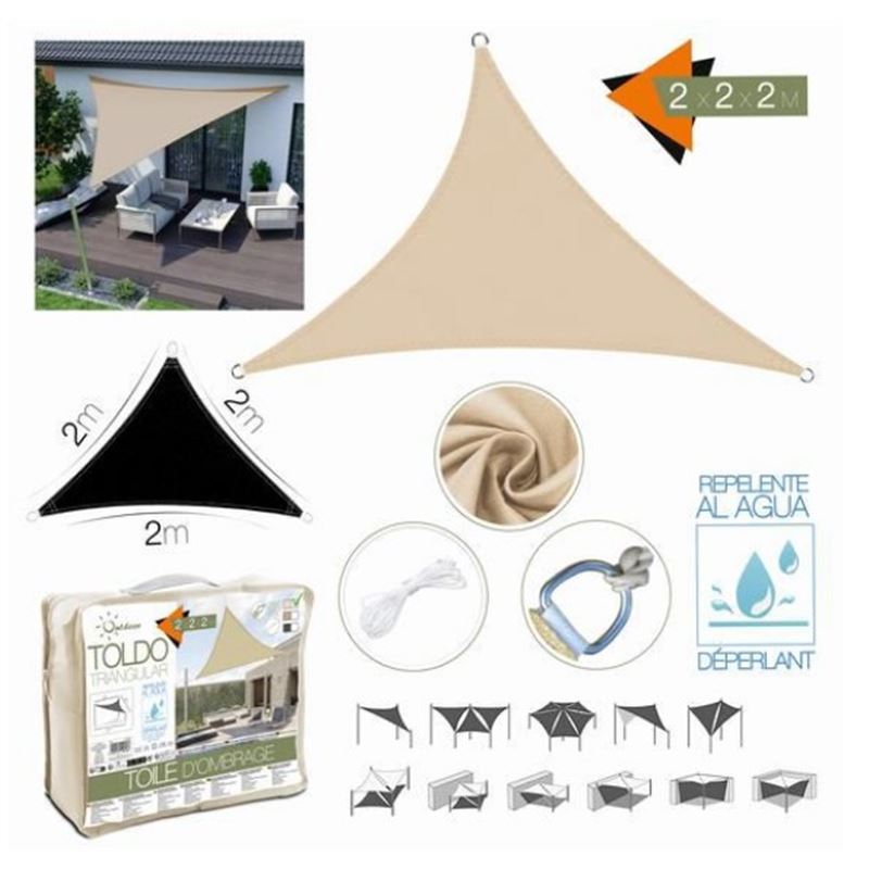 TOLDO TRIANGULAR 2X2X2 METROS BEIGE CON BOSLA - 15820.JPG