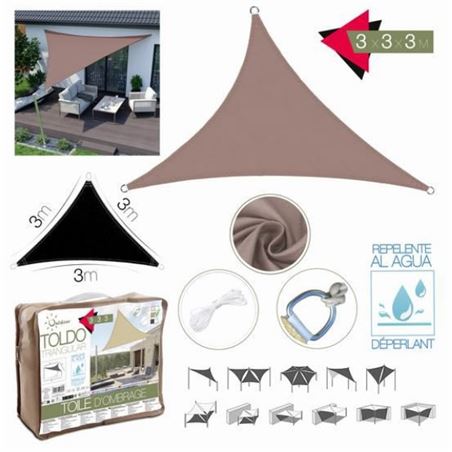TOLDO TRIANGULAR 3X3X3 METROS TOPO CON BOSLA - 224626