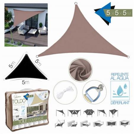TOLDO TRIANGULAR 5X5X5 METROS TOPO CON BOSLA - 228405
