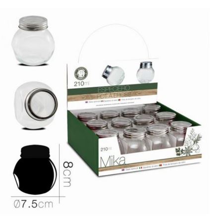 TARRO VIDRIO 2 POSICIONES 210ML TAPA ROSCA - 15338