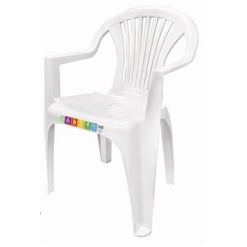 SILLA PLASTICA JARDIN CON REPOSABRAZOS BLANCA - 24705