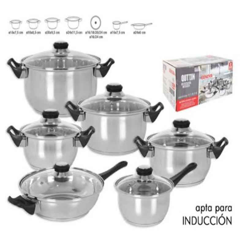 BATERIA DE COCINA 6 PIEZAS INDUCCION GENOVA QUTTIN - QT-4910212INE