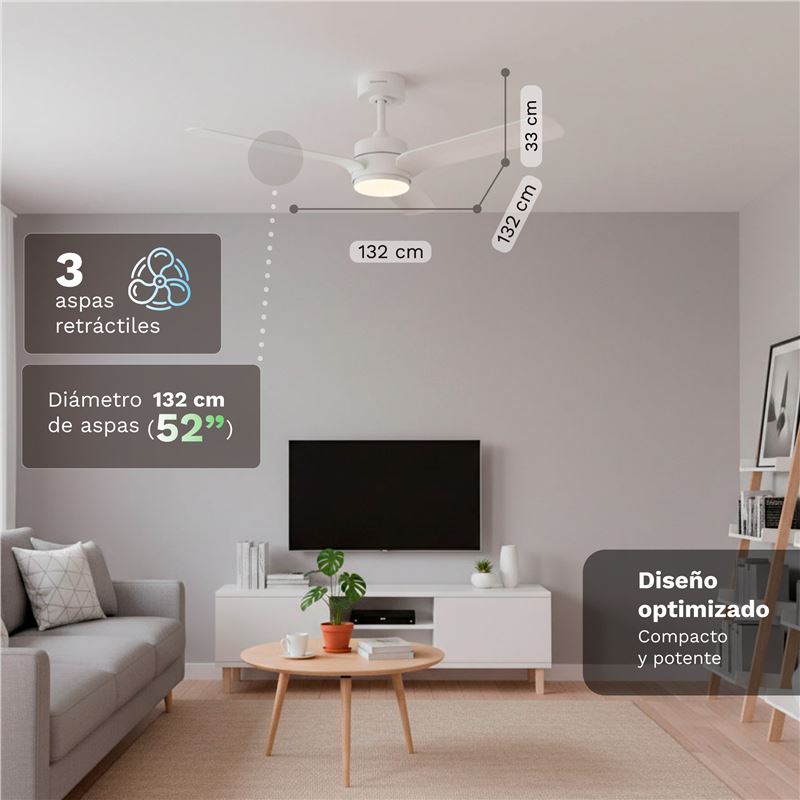 VENTILADOR DE TECHO 30W 52" CON LED Y MANDO 18W SKYEASY52 GRUNKEL - SKYEASY52-1