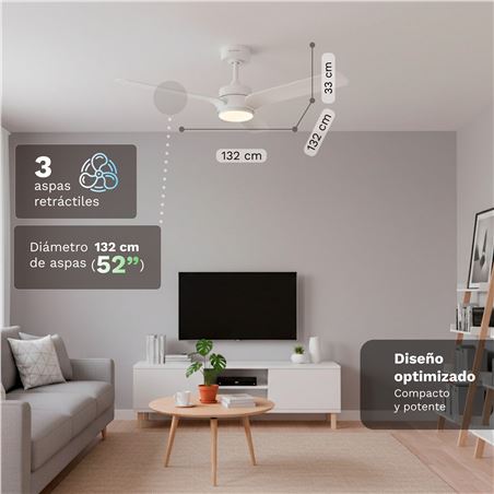 VENTILADOR DE TECHO 30W 52" CON LED Y MANDO 18W SKYEASY52 GRUNKEL - SKYEASY52-1