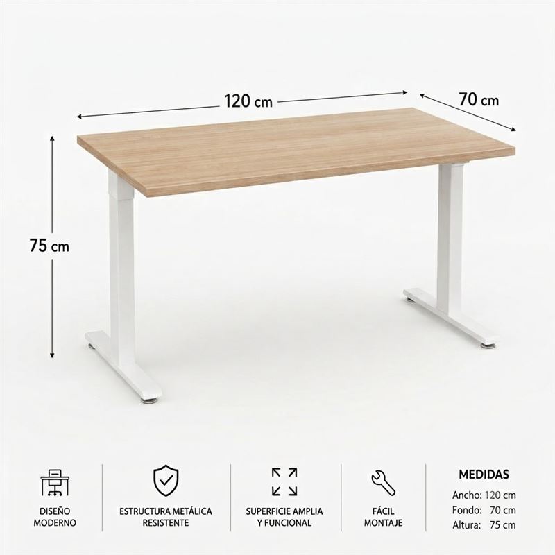 MESA DE OFICINA 120X70X75CM NOGAL CROMAD - CR1256