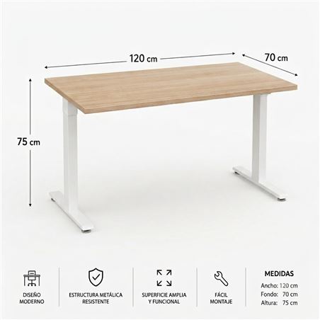 MESA DE OFICINA 120X70X75CM NOGAL CROMAD - CR1256
