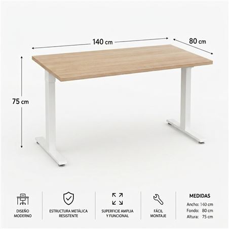 MESA DE OFICINA 140X80X75CM NOGAL CROMAD - CR1258
