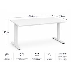 MESA DE OFICINA 120X70X75CM BLANCA CROMAD - CR1257