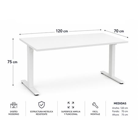 MESA DE OFICINA 120X70X75CM BLANCA CROMAD - CR1257
