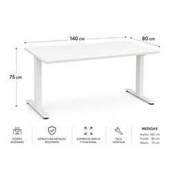 MESA DE OFICINA 140X80X75CM BLANCA CROMAD - CR1259