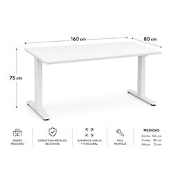 MESA DE OFICINA 160X80X75CM BLANCA CROMAD - CR1261