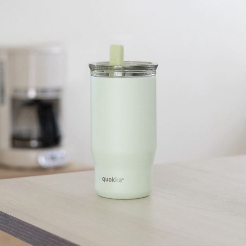 TAZA TERMO ACERO INOXIDABLE 720ML CON CAÑITA MIST PASTEL GREEN QUOKKA - 40139Q-1