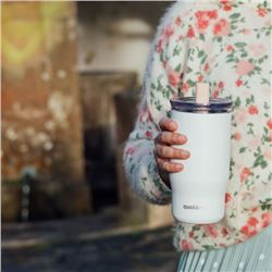 TAZA TERMO ACERO INOXIDABLE 720ML CON CAÑITA MIST IVORY QUOKKA - 40140Q 2