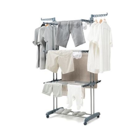 TENDEDERO VERTICAL CON RUEDAS 24 BARRAS 40KG INNOVAGOODS - V0103921-1