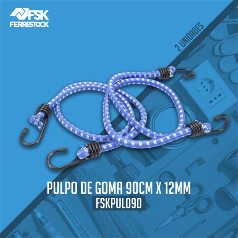 JUEGO 2 GANCHOS ELASTICOS DE GOMA 90CM X 12MM FERRESTOCK - FSKPUL090-4