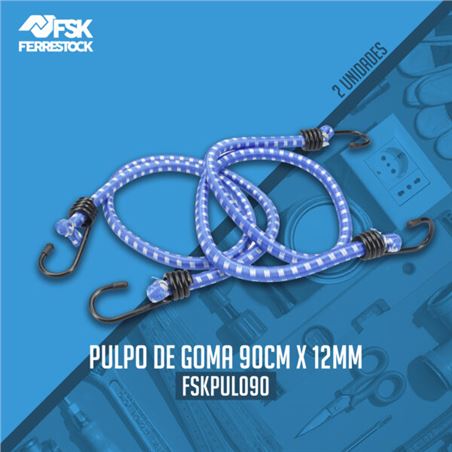 JUEGO 2 GANCHOS ELASTICOS DE GOMA 90CM X 12MM FERRESTOCK - FSKPUL090-4