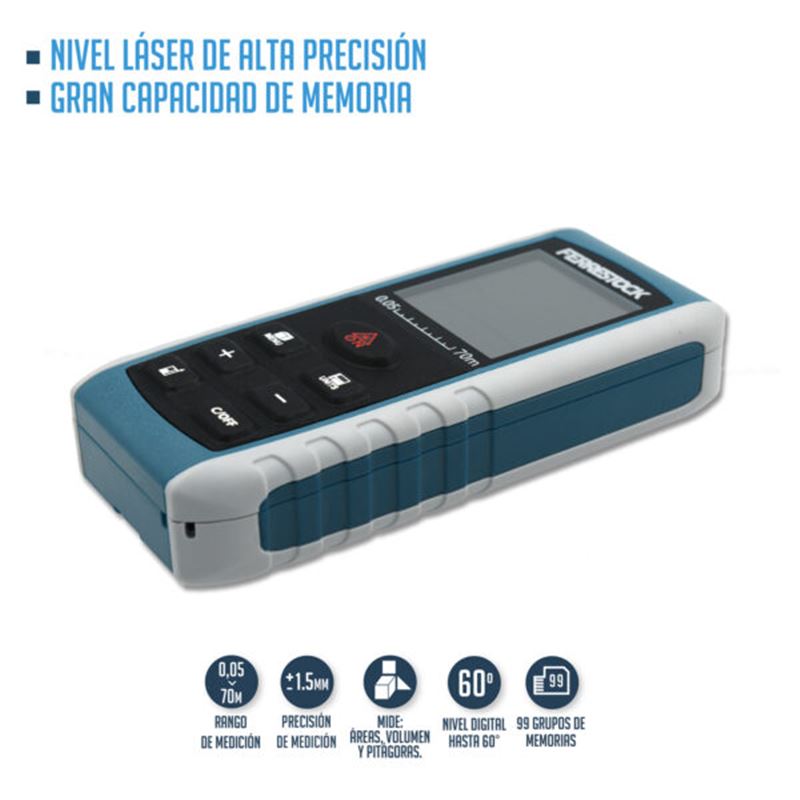 MEDIDOR DISTANCIA LASER 70 METROS FERRESTOCK - FSKLDM070-1