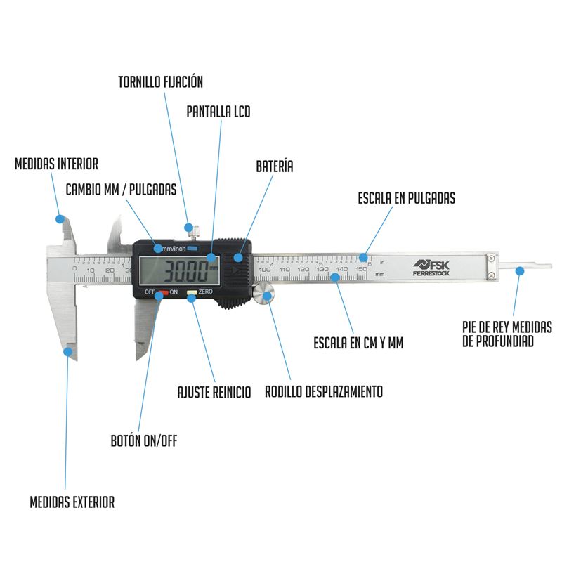 CALIBRADOR PRECISION DIGITAL 150MM 0,01MM - FSKCAL002-1