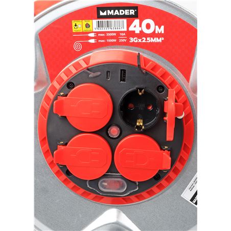 ENROLLACABLE METAL CON TAPAS 40 METROS 3GX2.5MM MADER - 63886-3
