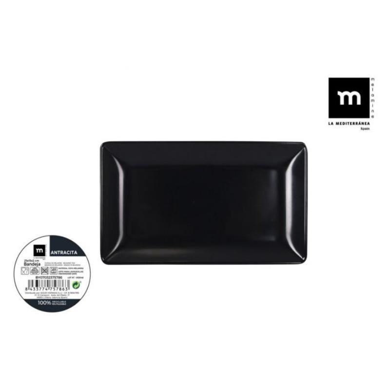BANDEJA MELAMINA MATE NEGRO 25X12X2CM LA MEDITERRANEA - BY07032377462