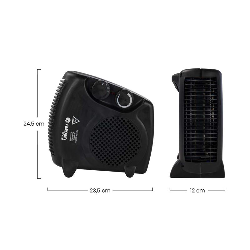 CALEFACTOR VERTICAL/HORIZONTAL NEGRO 2000W RAYDAN - 26047-1