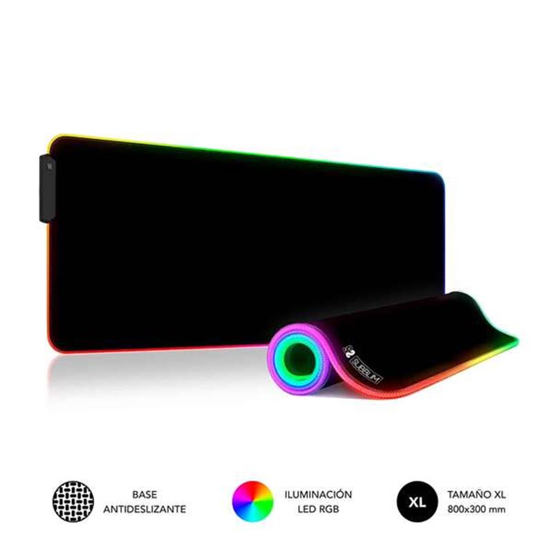 ALFOMBRILLA GAMING EXTRA GRANDE 800X300X4MM NEGRA CON RGB SUBBLIM - SUBMP-02RGB01