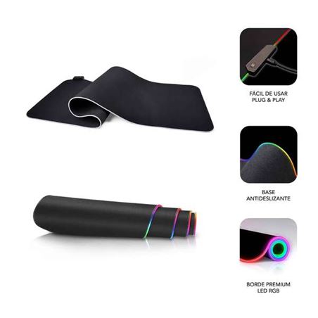 ALFOMBRILLA GAMING EXTRA GRANDE 800X300X4MM NEGRA CON RGB SUBBLIM - SUBMP-02RGB01-1