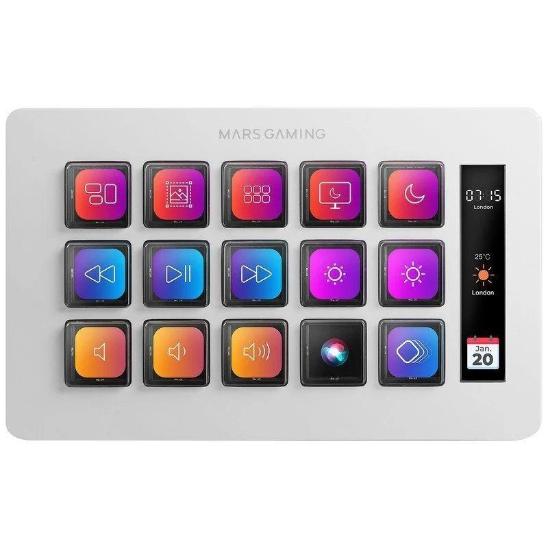 STREAM DECK SLIM MARS GAMING MSD-ONE | 15 TECLAS LCD | BLANCO - MSDONEW-1