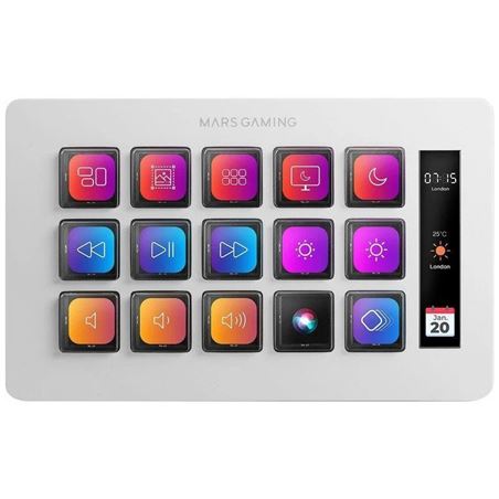 STREAM DECK SLIM MARS GAMING MSD-ONE | 15 TECLAS LCD | BLANCO - MSDONEW-1