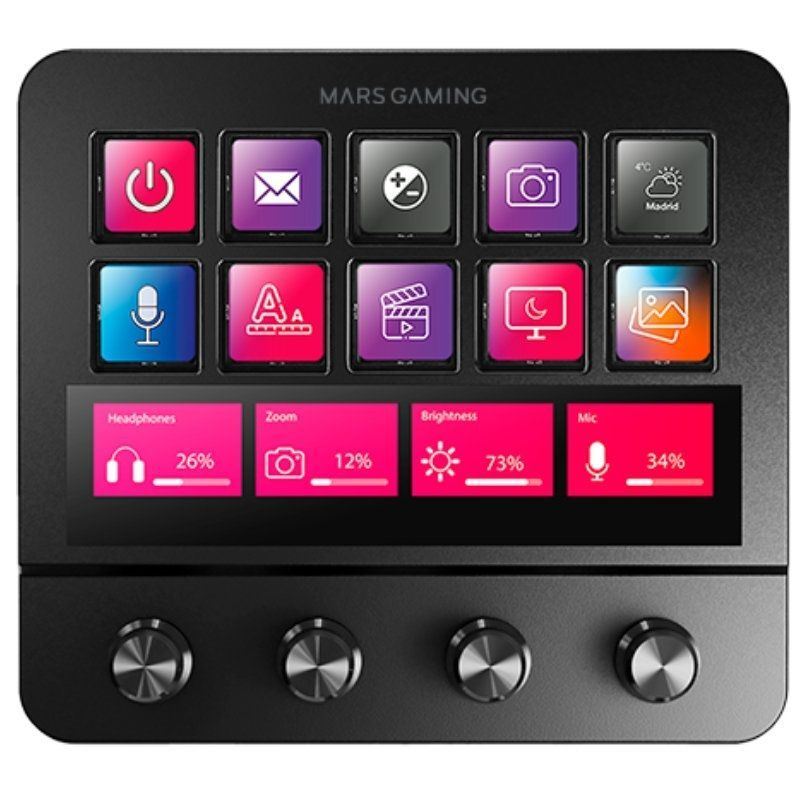 STREAM DECK MARS GAMING MSD-PRO | 10+4 TECLAS LCD | NEGRO - MSDPROB-1