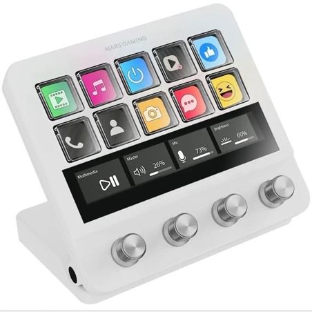 STREAM DECK MARS GAMING MSD-PRO | 10+4 TECLAS LCD | BLANCO - MSDPROW
