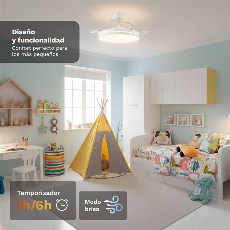 VENTILADOR DE TECHO 42" LED BLANCO 30W ASPAS RETRACTILES GRUNKEL - SKYCOOL42-2