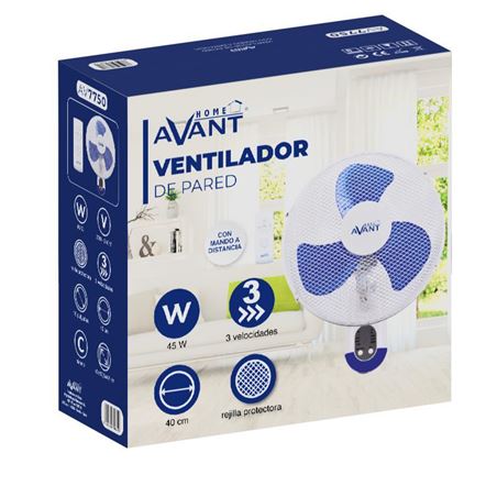 VENTILADOR DE PARED 40CM 45W CON MANDO A DISTANCIA AVANT - AV7750-2
