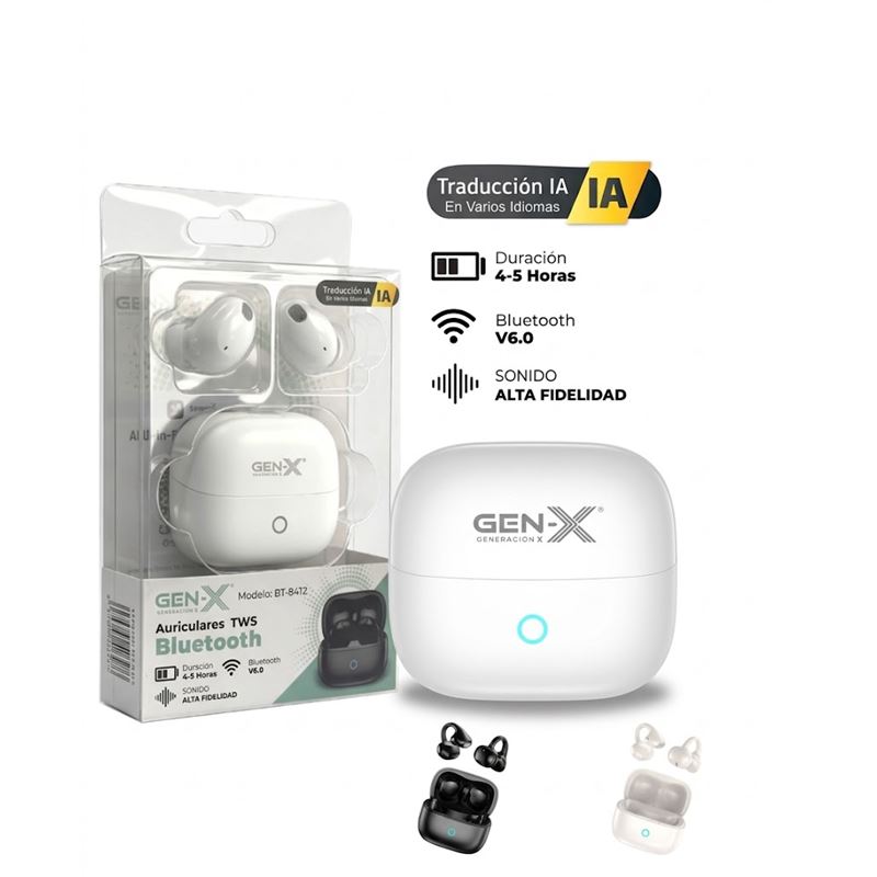 AURICULARES BLUETOOTH CON TRADUCCION CON IA BT8412 BLANCO - BT8412W