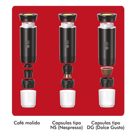REACONDICIONADA CAFETERA PORTATIL 3 EN 1 XPRESSCUP NEGRA MUVIP - MV0646-6