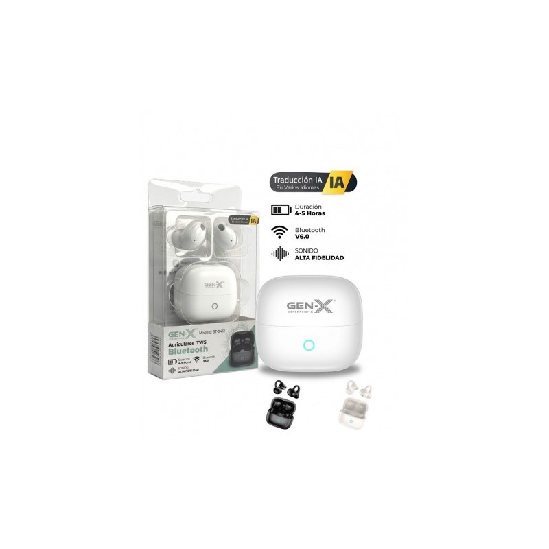 AURICULARES BLUETOOTH CON TRADUCCION CON IA BT8412 BLANCO