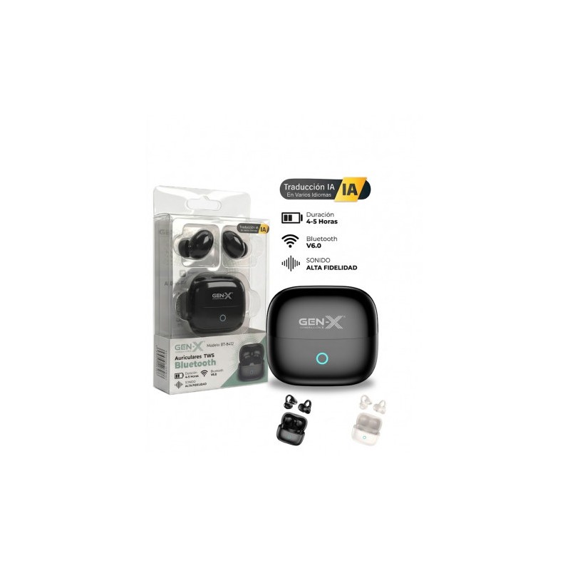 AURICULARES BLUETOOTH CON TRADUCCION CON IA BT8412 NEGRO